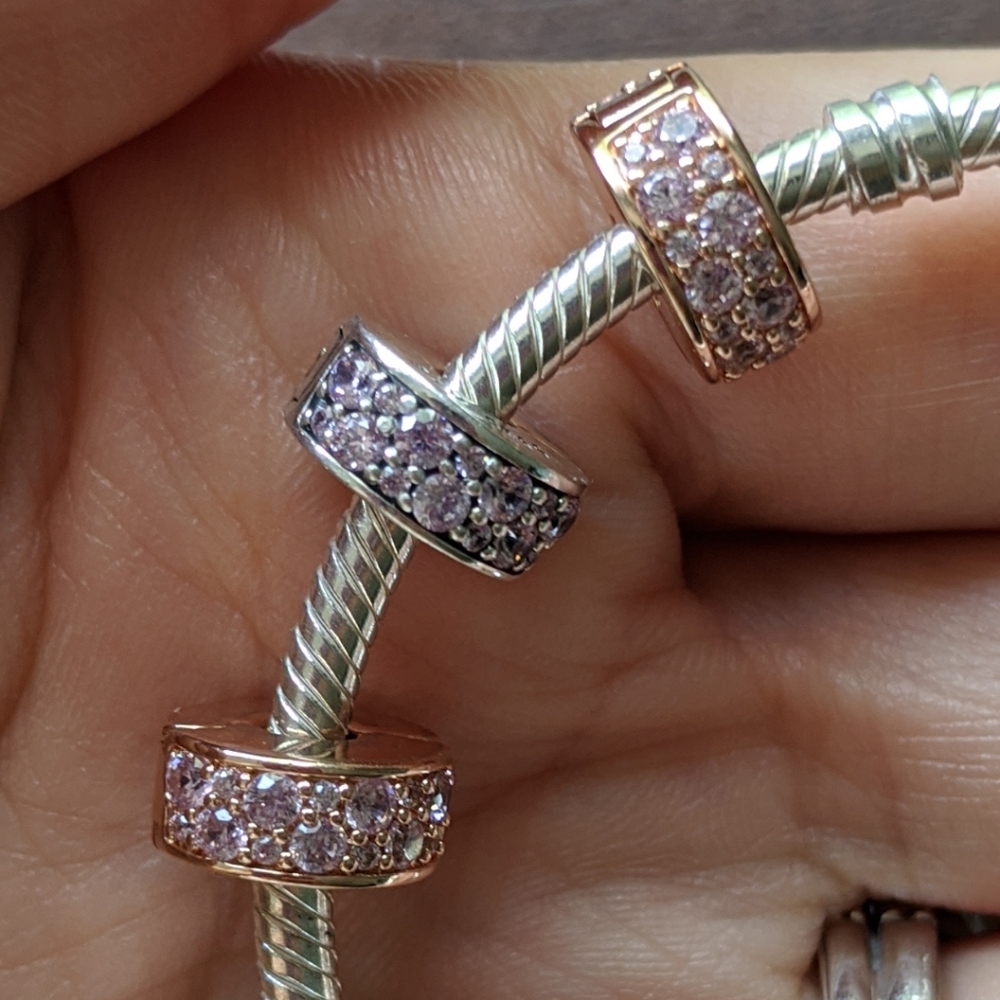 2 Pandora rose gold clips